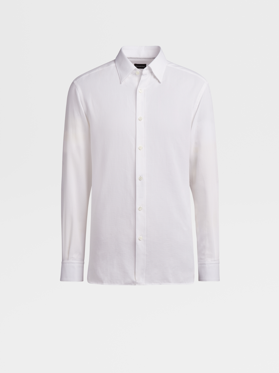 White Cotton Long-sleeve Shirt, Loose Fit